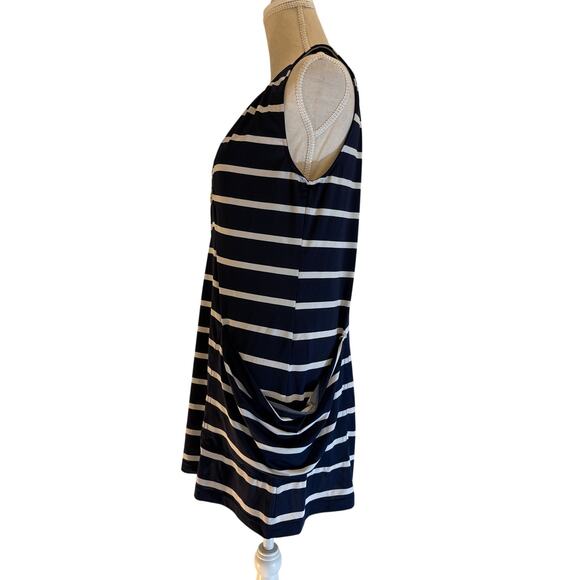 SAINT TROPEZ WEST Blue Stripe Cover Up | Beach Cruise Pool Swim Top | SMALL - Picture 3 of 8